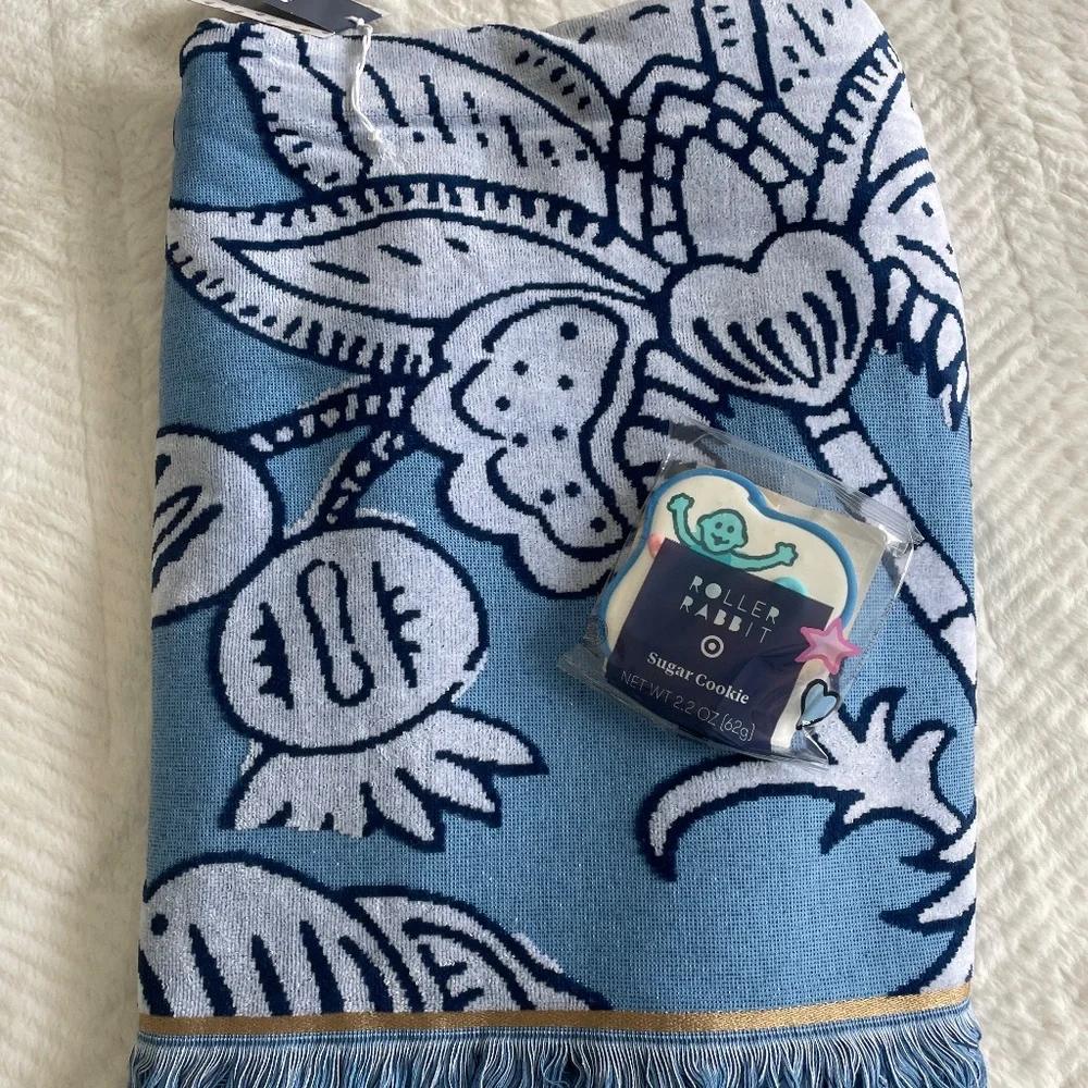 Floral Vines Beach Towel Blue - Roller Rabbit x Target FREE GIFT!